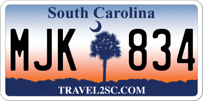SC license plate MJK834