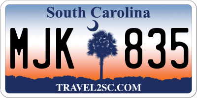 SC license plate MJK835