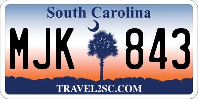 SC license plate MJK843