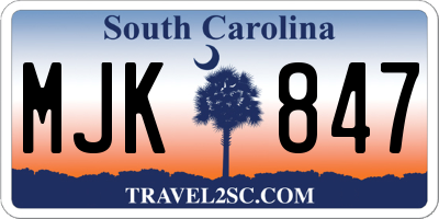 SC license plate MJK847