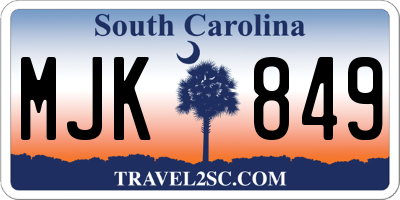 SC license plate MJK849