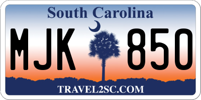SC license plate MJK850