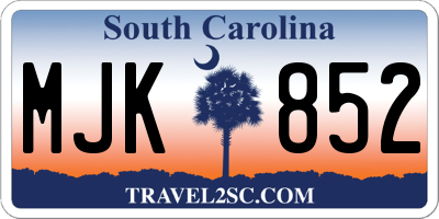 SC license plate MJK852