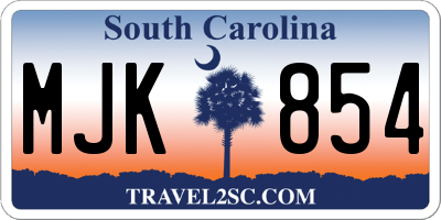 SC license plate MJK854