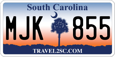 SC license plate MJK855