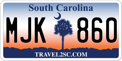 SC license plate MJK860