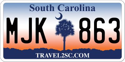 SC license plate MJK863