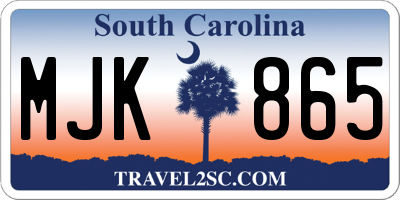 SC license plate MJK865