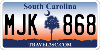 SC license plate MJK868