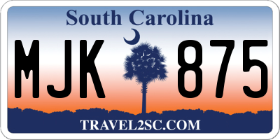 SC license plate MJK875