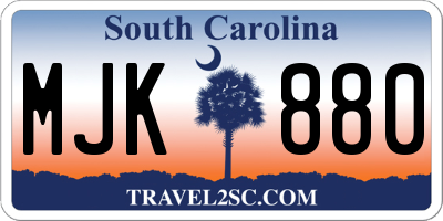 SC license plate MJK880