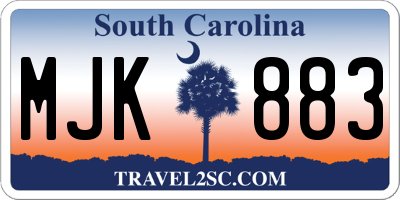 SC license plate MJK883