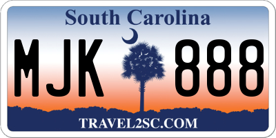 SC license plate MJK888
