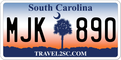 SC license plate MJK890