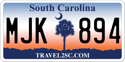 SC license plate MJK894