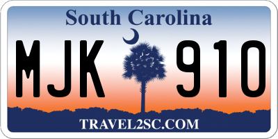 SC license plate MJK910