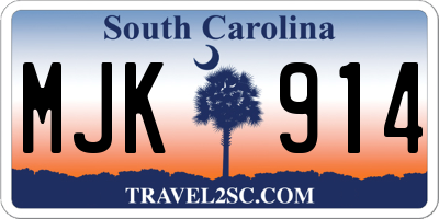 SC license plate MJK914
