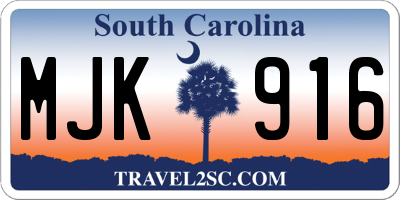 SC license plate MJK916