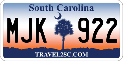 SC license plate MJK922