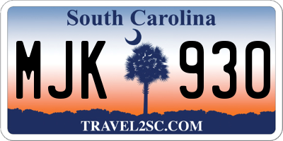 SC license plate MJK930