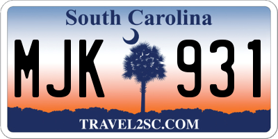 SC license plate MJK931
