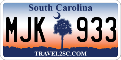 SC license plate MJK933