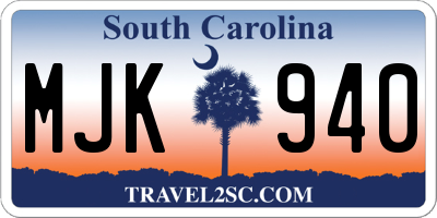 SC license plate MJK940