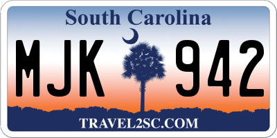 SC license plate MJK942