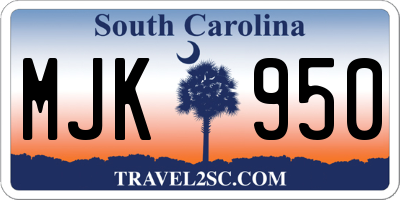 SC license plate MJK950