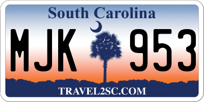 SC license plate MJK953