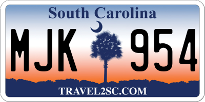 SC license plate MJK954