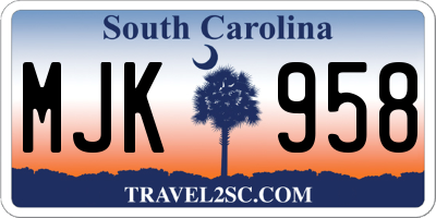 SC license plate MJK958