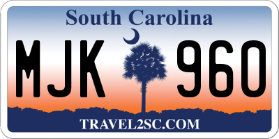 SC license plate MJK960