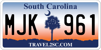 SC license plate MJK961