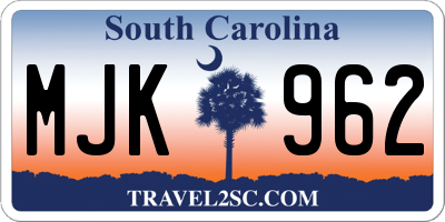SC license plate MJK962