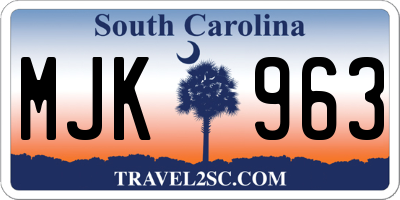 SC license plate MJK963