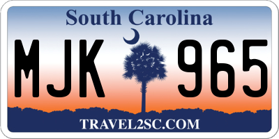 SC license plate MJK965