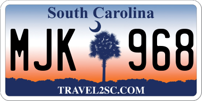 SC license plate MJK968
