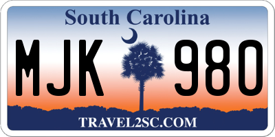 SC license plate MJK980