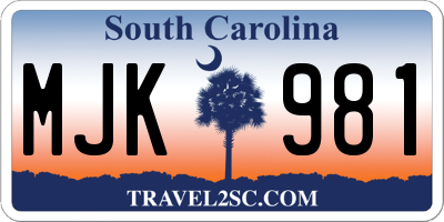 SC license plate MJK981
