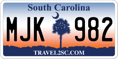 SC license plate MJK982
