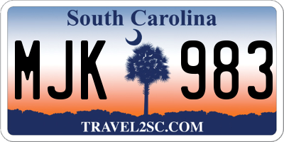 SC license plate MJK983