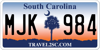SC license plate MJK984