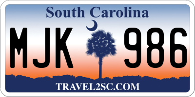 SC license plate MJK986