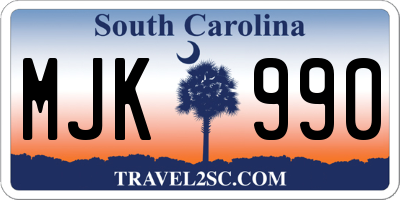 SC license plate MJK990