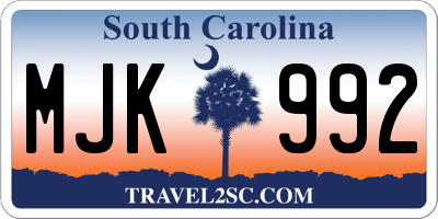 SC license plate MJK992