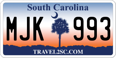 SC license plate MJK993