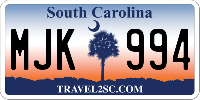 SC license plate MJK994