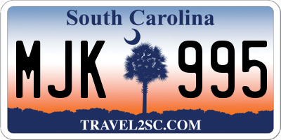 SC license plate MJK995