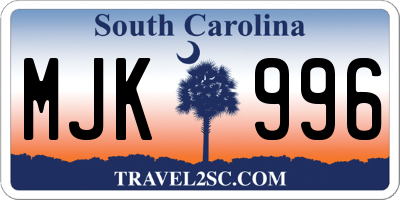 SC license plate MJK996